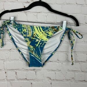 VOLCOM Women's Large Bikini Bottoms back ruching side‎ tie, GUC